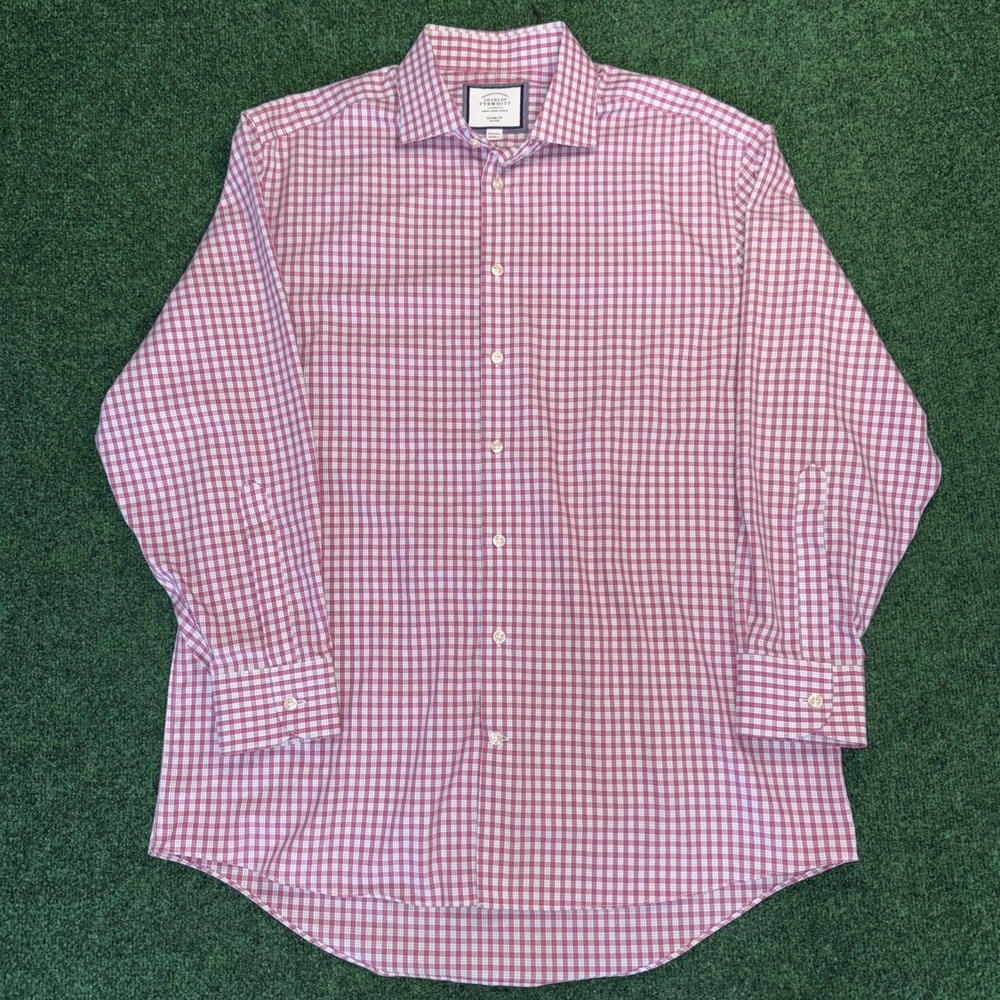 Charles Tyrwhitt Men's Classic Fit Plaid Button Down Size 16 1/2 33inch 42/84cm